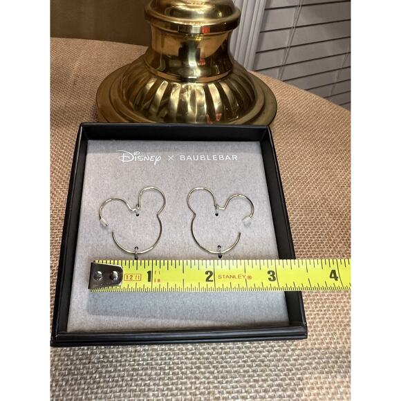 Disney Baublebar MICKEY MOUSE Gold Tone Hoop Earrings- Brand New - Picture 8 of 8